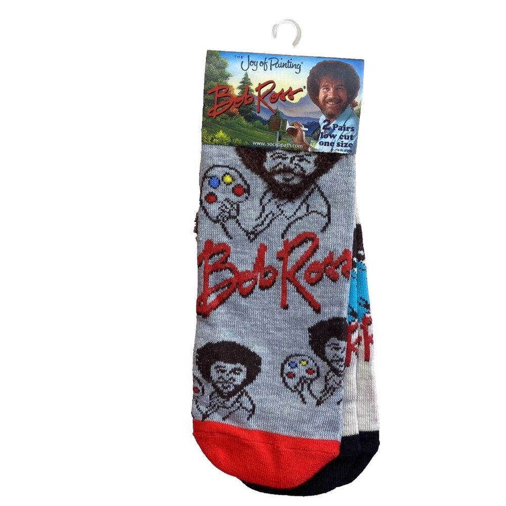 Bob Ross the joy of painting Novelty Crew Socks Size one size fits all 2 PAIR